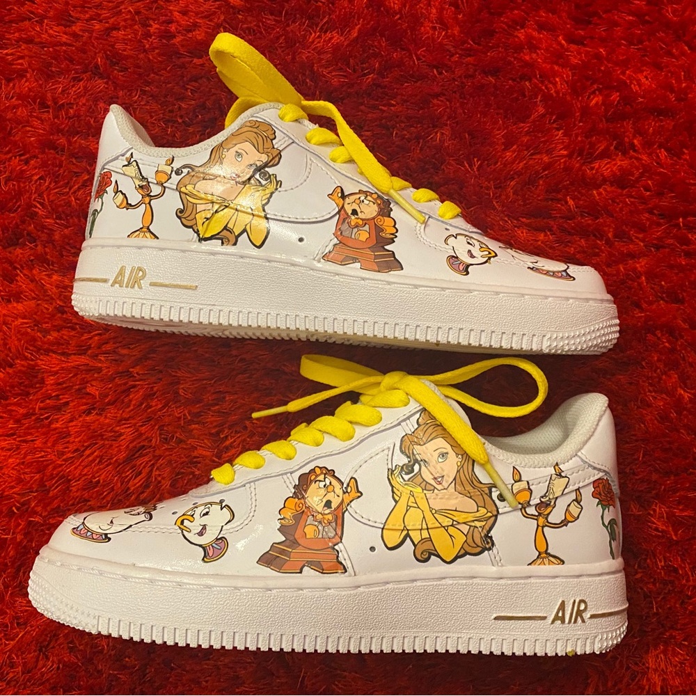 Beauty & the beast- Disney Custom Nike shoes available to order in any size.